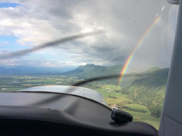 top view from flight and rainbow